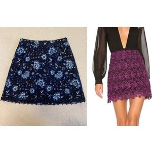Alice + Olivia Riley Lace Mini Skirt in Cornflower Multi Blue VERY RARE